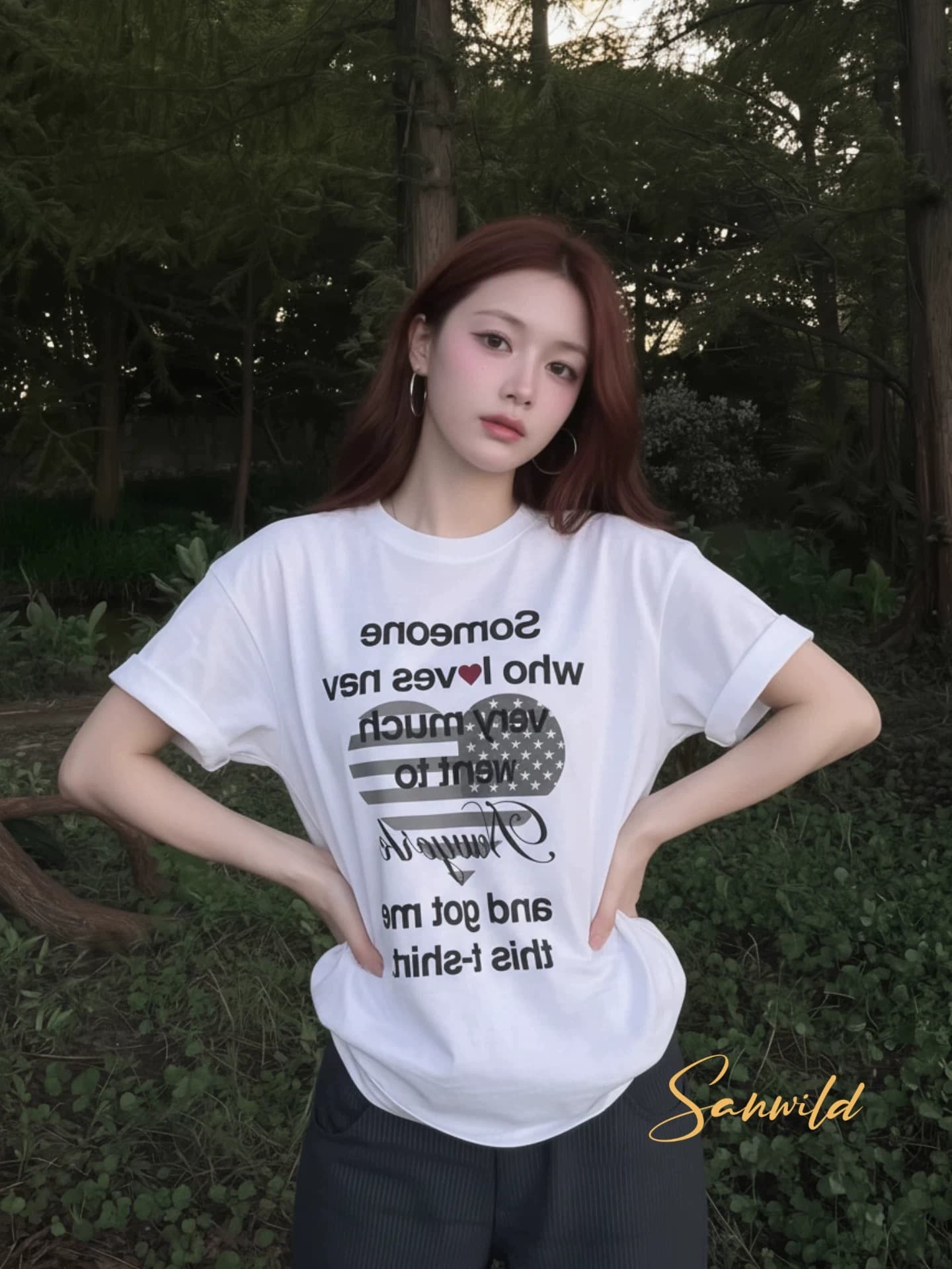 아메리칸 여름 캐주얼 바람 알파벳 프린트 반팔 티셔츠 여성 라운드 넥 화이트 루즈핏 맨위 이미지 2
