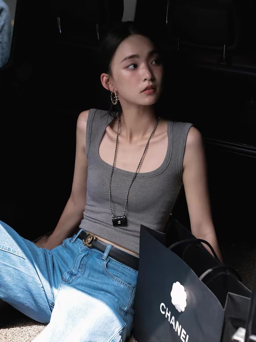 핫걸 몸매 가꾸기 슬림해 보이는 조끼 여성 레저 다용도 아메리칸 u 칼라 민소매 맨위 여름 이미지 3