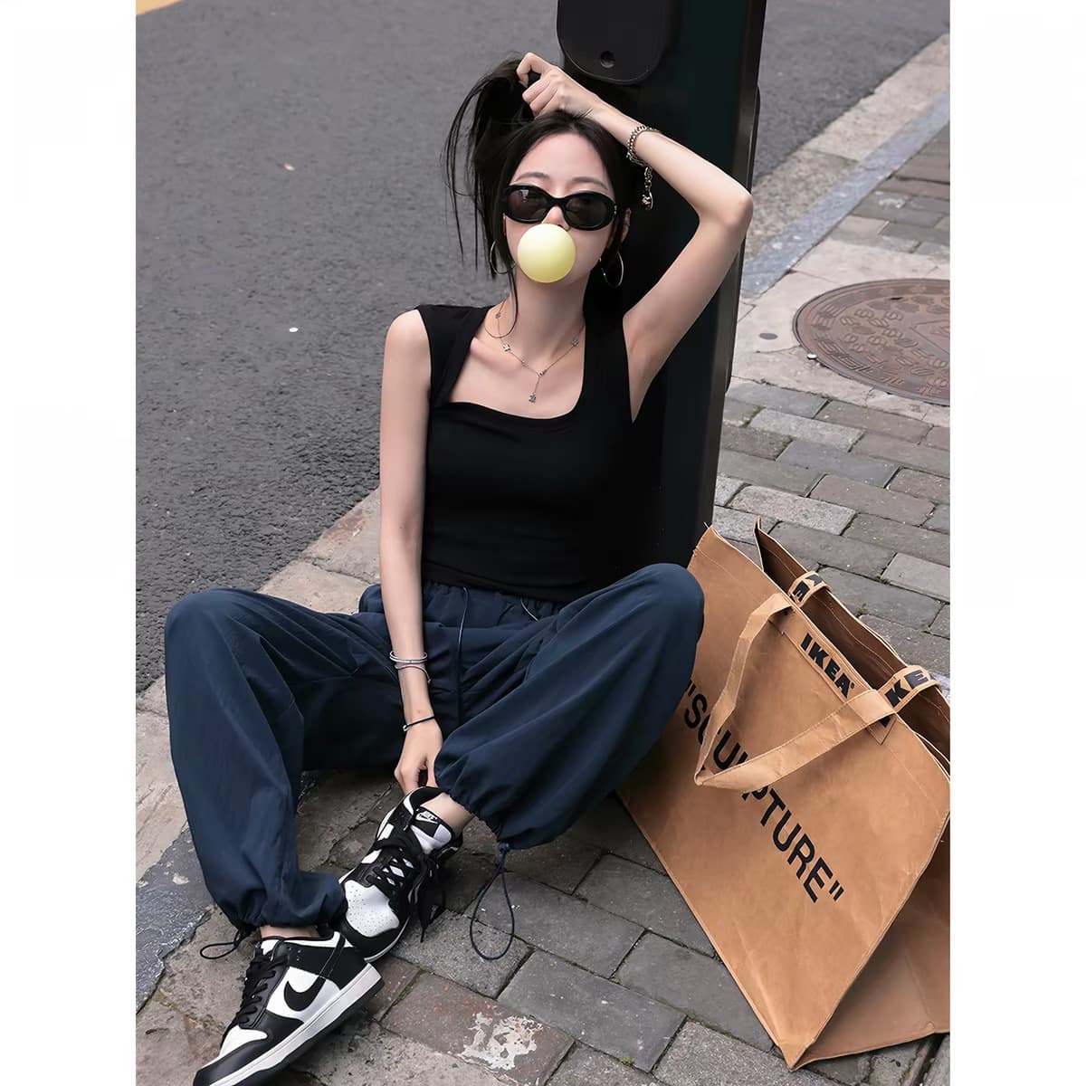핫걸 몸매 가꾸기 슬림해 보이는 조끼 여성 레저 다용도 아메리칸 u 칼라 민소매 맨위 여름 상세 이미지 2