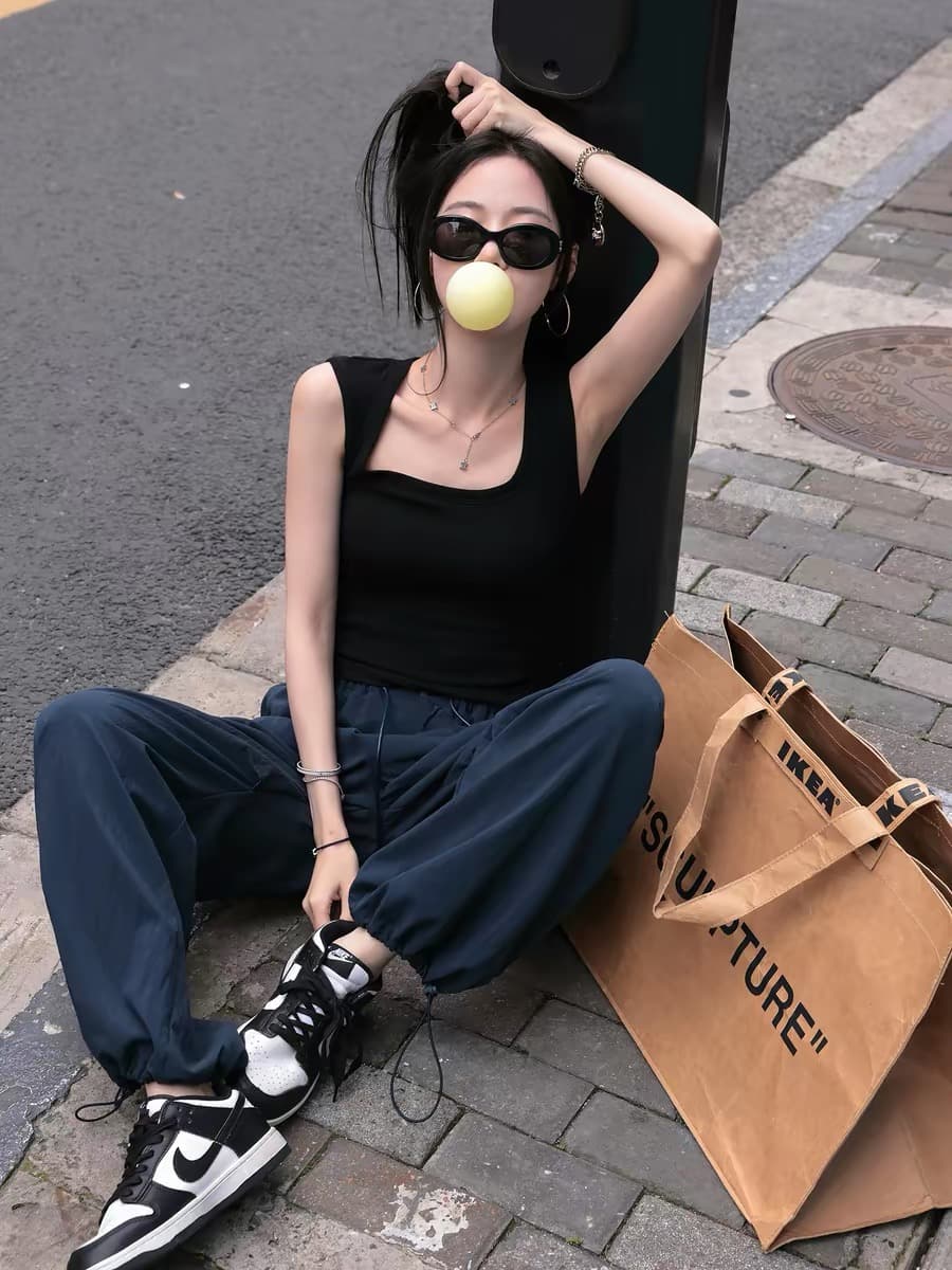 핫걸 몸매 가꾸기 슬림해 보이는 조끼 여성 레저 다용도 아메리칸 u 칼라 민소매 맨위 여름 상세 이미지 7