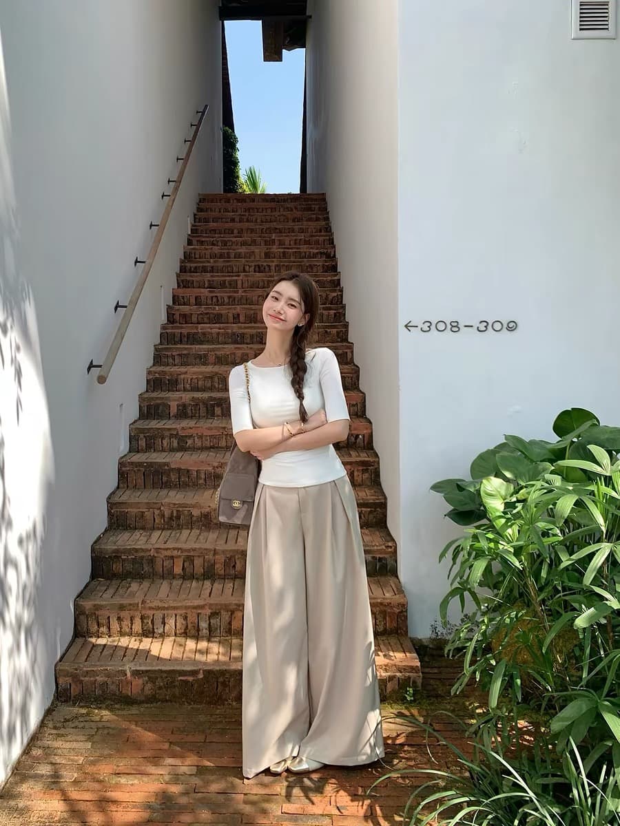익스트림 제인 보트 칼라 5 점 소매 티셔츠 여성 기초 섹션 중간 소매 몸매 가꾸기 긍정적 인 어깨 의류 이미지 3