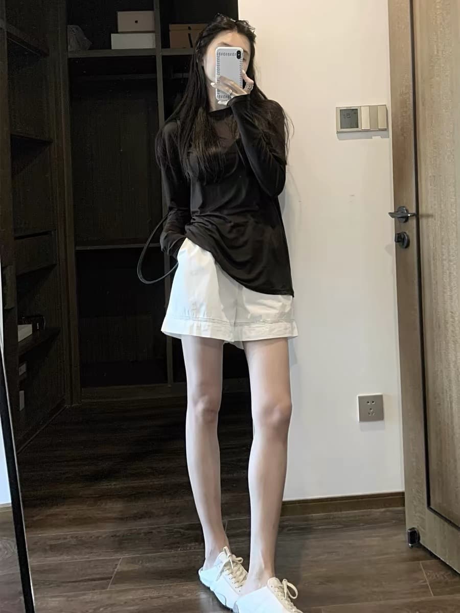착용 가져 가라. 느슨함 센스 느긋한 품격 캐주얼 루즈핏 검정색 자외선 차단 맨위 상세 이미지 4