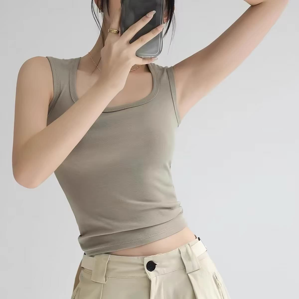 수 있습니다. 외출용 캐미솔 인사이드 가져 가라. 여름 핫걸 외출용 표지 대리인 우유 단어 순면 와이드 어깨끈 만나는 맨위 상세 이미지 1