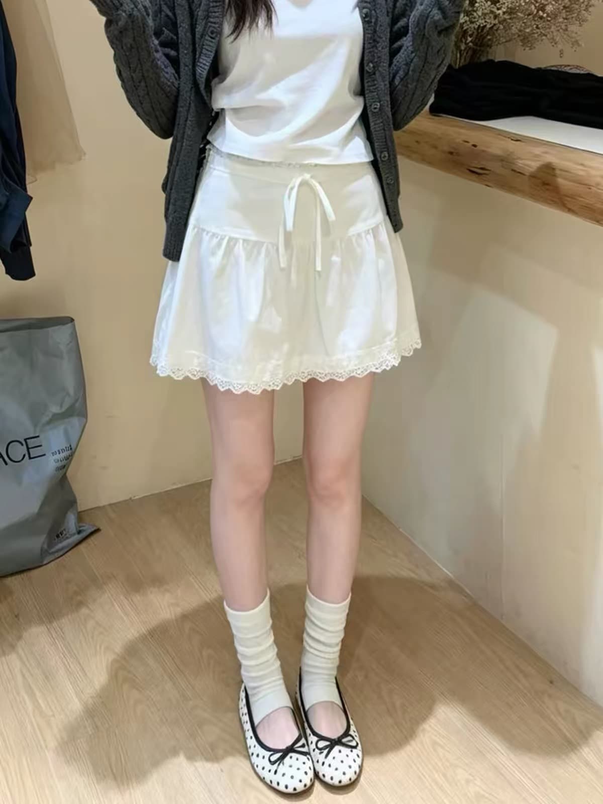 홀로우 아웃 레이스 레이스업 반신 스커트 여성 여름 새로운 한 부서 소녀 센스 다용도 한 마디 미니 스커트