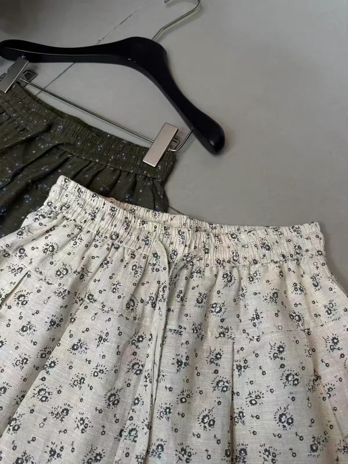 강력 추천 한 부서 꽃무늬 마 재료 캐주얼 바지 여성 여름 새로운 루즈핏 슬림해 보이는 다용도 넓은 다리 오부 바지 이미지 4