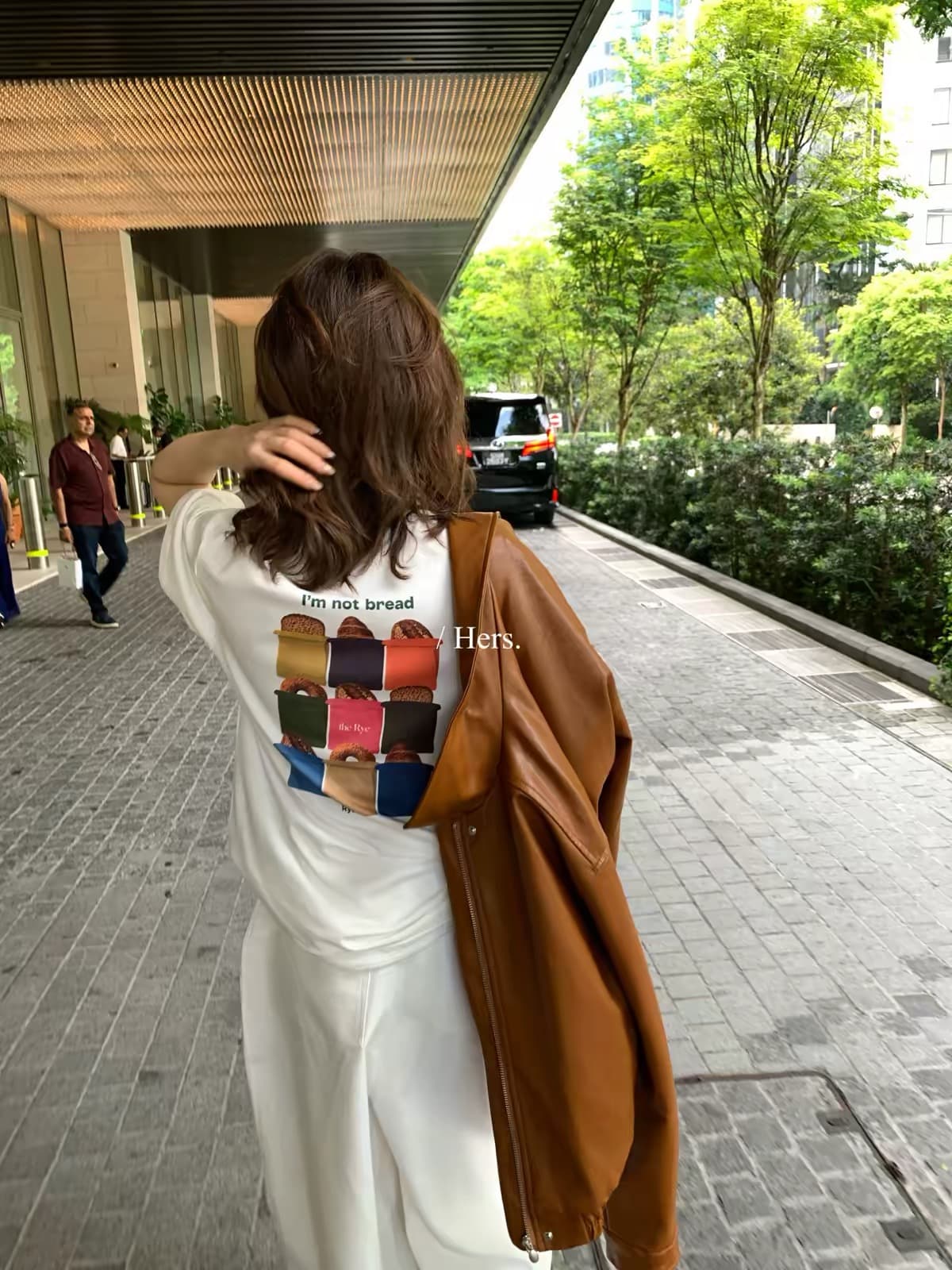 이른 가을 미니멀리즘 일상 캐주얼 전후 패턴 중성 반팔 티셔츠 상세 이미지 4