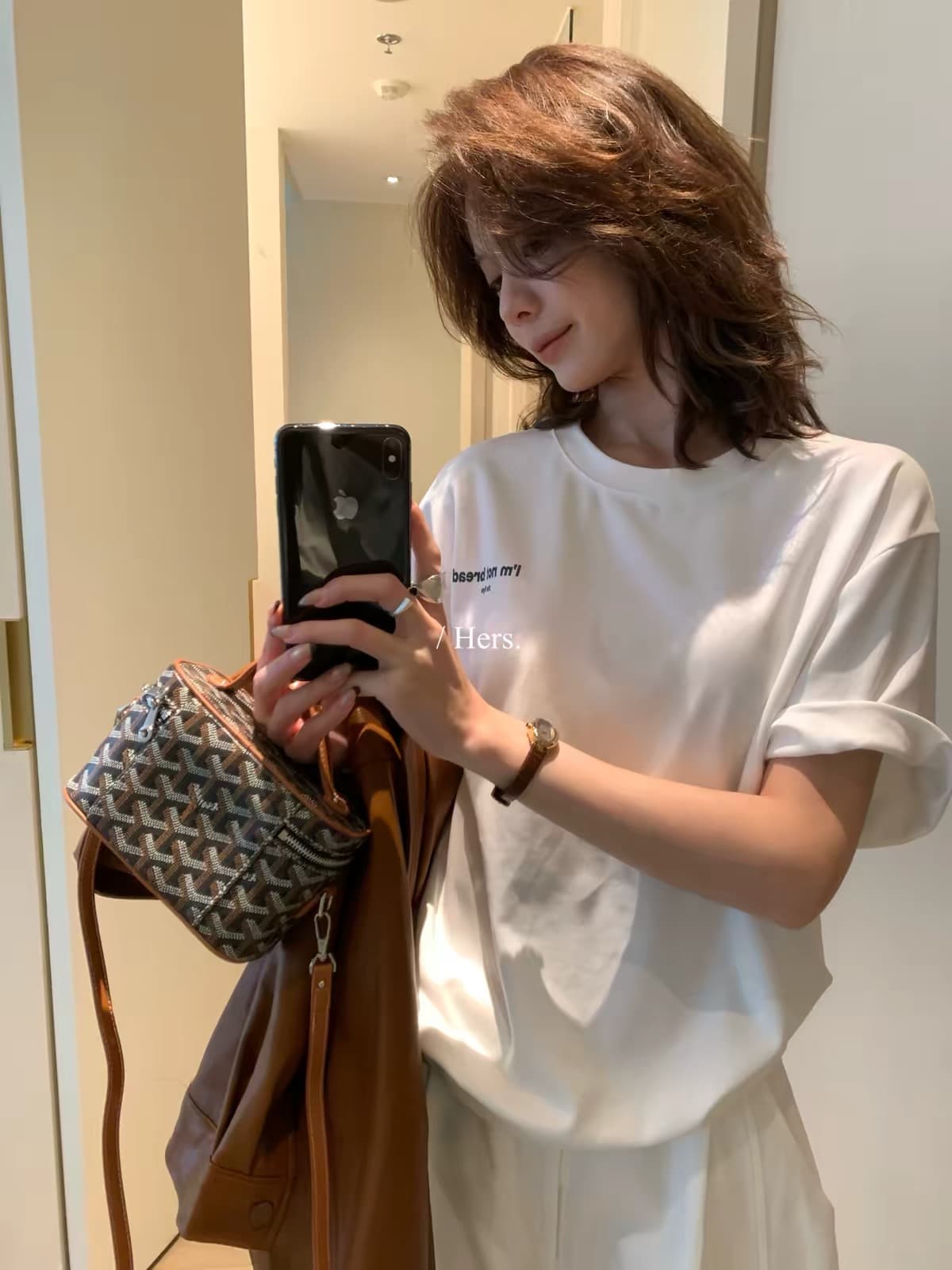 이른 가을 미니멀리즘 일상 캐주얼 전후 패턴 중성 반팔 티셔츠 상세 이미지 6