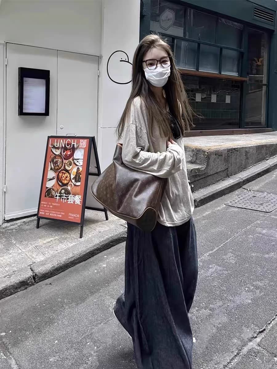 한 부서 느긋한 루즈핏 라운드 넥 긴팔 티셔츠 여성 여름 슬립 외부 가져 가라. 오래된 돈 바람 자외선 차단 블라우스 느슨함 센스 맨위 이미지 2