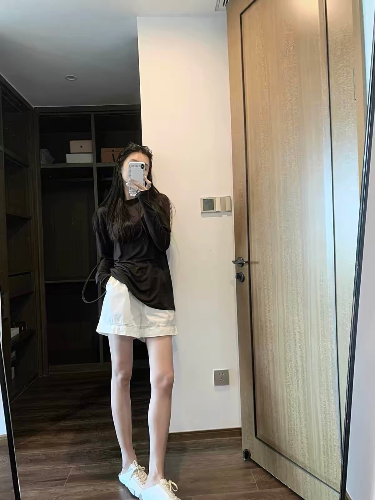 한국 스타일 얇은 스타일 고급 센스 자이언트 잘 생긴 가을 아름다운 슬림해 보이는 특별 아름다운 검정색 자외선 차단 블라우스 여성 상세 이미지 3