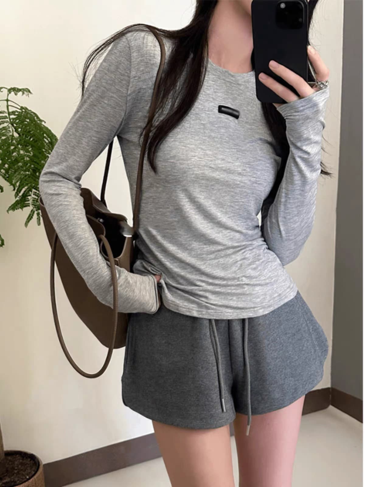 여름 얇은 스타일 긴팔 라운드 넥 긍정적 인 어깨 자외선 차단 가면 티셔츠 여성 한 부서 chic Chic 슬림해 보이는 기본 셔츠 맨위 상세 이미지 5