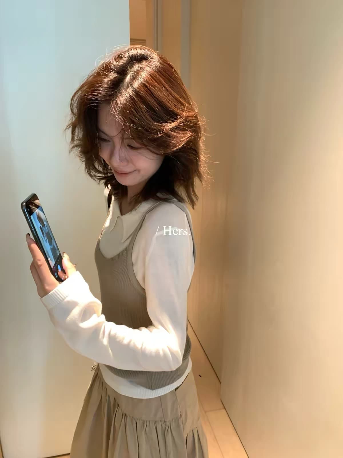 2026 이른 가을 한 부서 스택 착용 슬립 폴로 칼라 긴팔 니트 투피스 세트 품격 상세 이미지 5