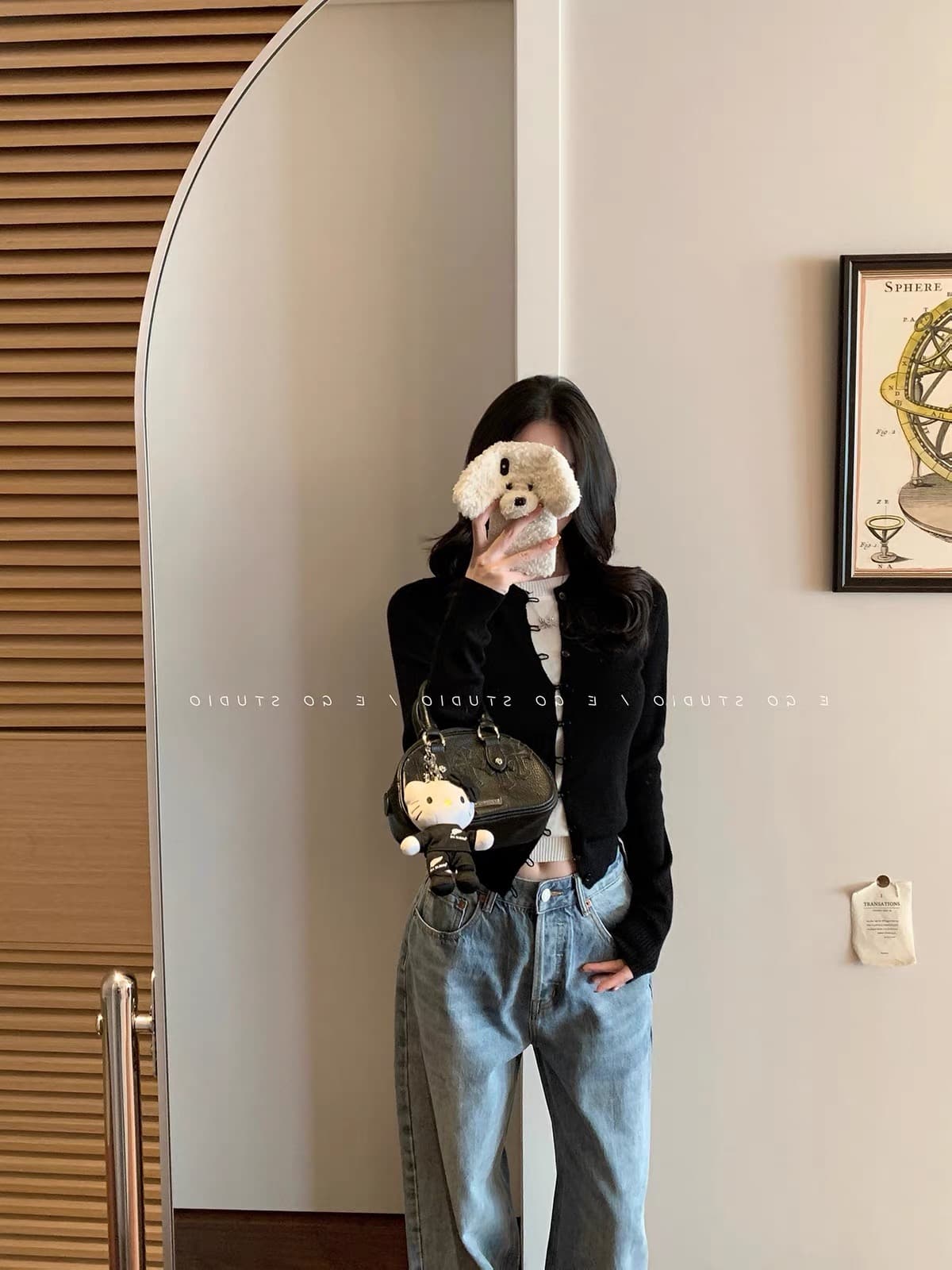 아메리칸 검정색 페이크 레이어드 스웨터 니트 스웨터 여성 가을 겨울 디자인 센스 몸매 가꾸기 슬림해 보이는 만나는 인사이드 가져 가라. 긴팔 맨위 상세 이미지 1