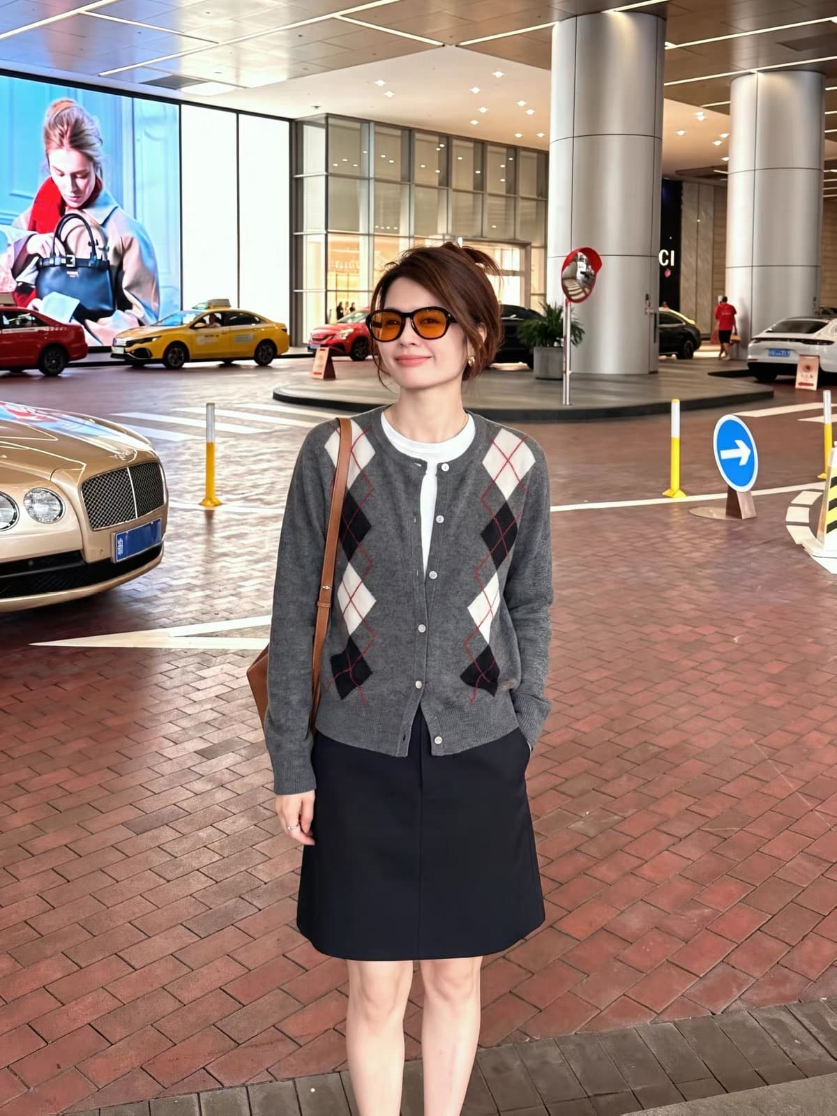 레트로 링 그리드 니트 오픈 가디건 여성 봄 가을 착용 가져 가라. miu 부서 라운드 넥 스웨터 코트 외부 잡아라. 의류 상세 이미지 3