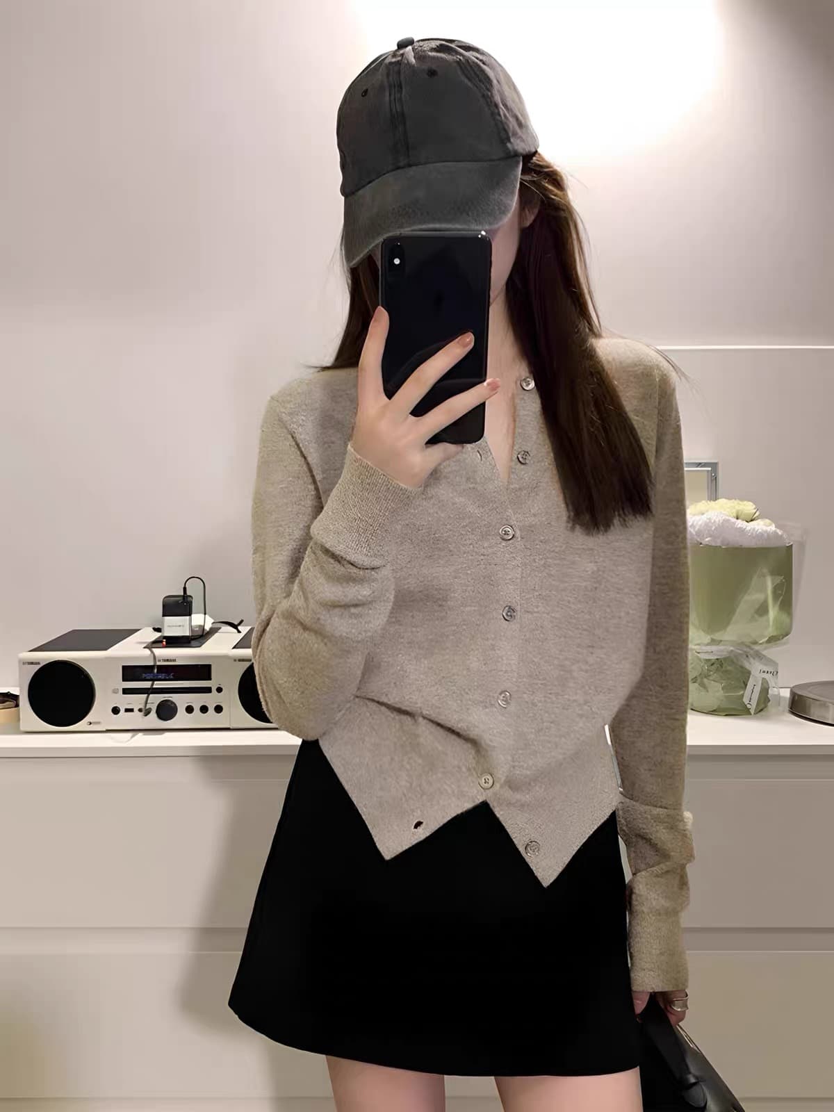 고급 센스 회색 니트 오픈 가디건 여성 봄 가을 외부 가져 가라. 기타 바람 착용 가져 가라. 느긋한 스웨터 코트 느슨함 센스 맨위 상세 이미지 2