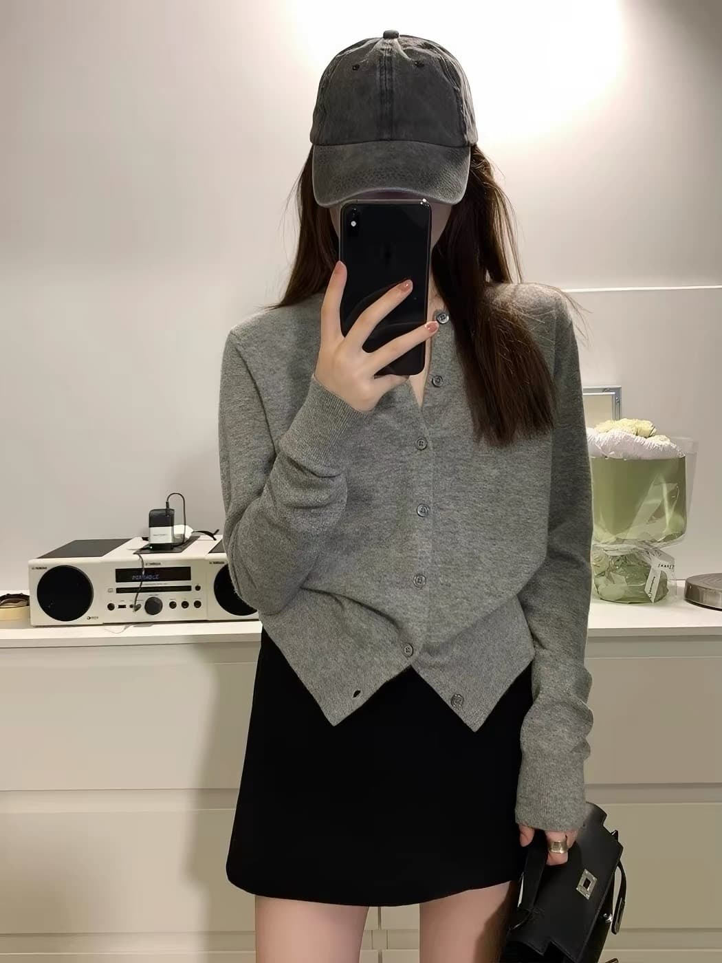 고급 센스 회색 니트 오픈 가디건 여성 봄 가을 외부 가져 가라. 기타 바람 착용 가져 가라. 느긋한 스웨터 코트 느슨함 센스 맨위 상세 이미지 5