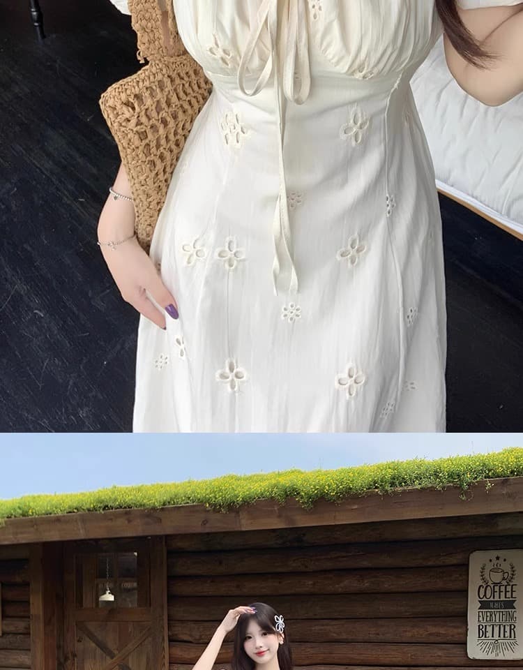 공주 롱 스커트 휴가 바람 지방 mm 레이스업 허리 수축 여성 드레스 여름 새로운 빅 사이즈 표지 고기 슬림해 보이는 A라인 스커트 상세 이미지 5