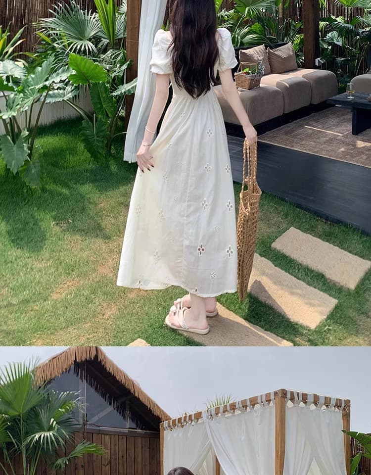 공주 롱 스커트 휴가 바람 지방 mm 레이스업 허리 수축 여성 드레스 여름 새로운 빅 사이즈 표지 고기 슬림해 보이는 A라인 스커트 상세 이미지 7