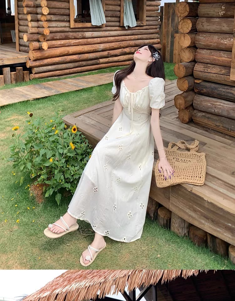 공주 롱 스커트 휴가 바람 지방 mm 레이스업 허리 수축 여성 드레스 여름 새로운 빅 사이즈 표지 고기 슬림해 보이는 A라인 스커트 상세 이미지 11