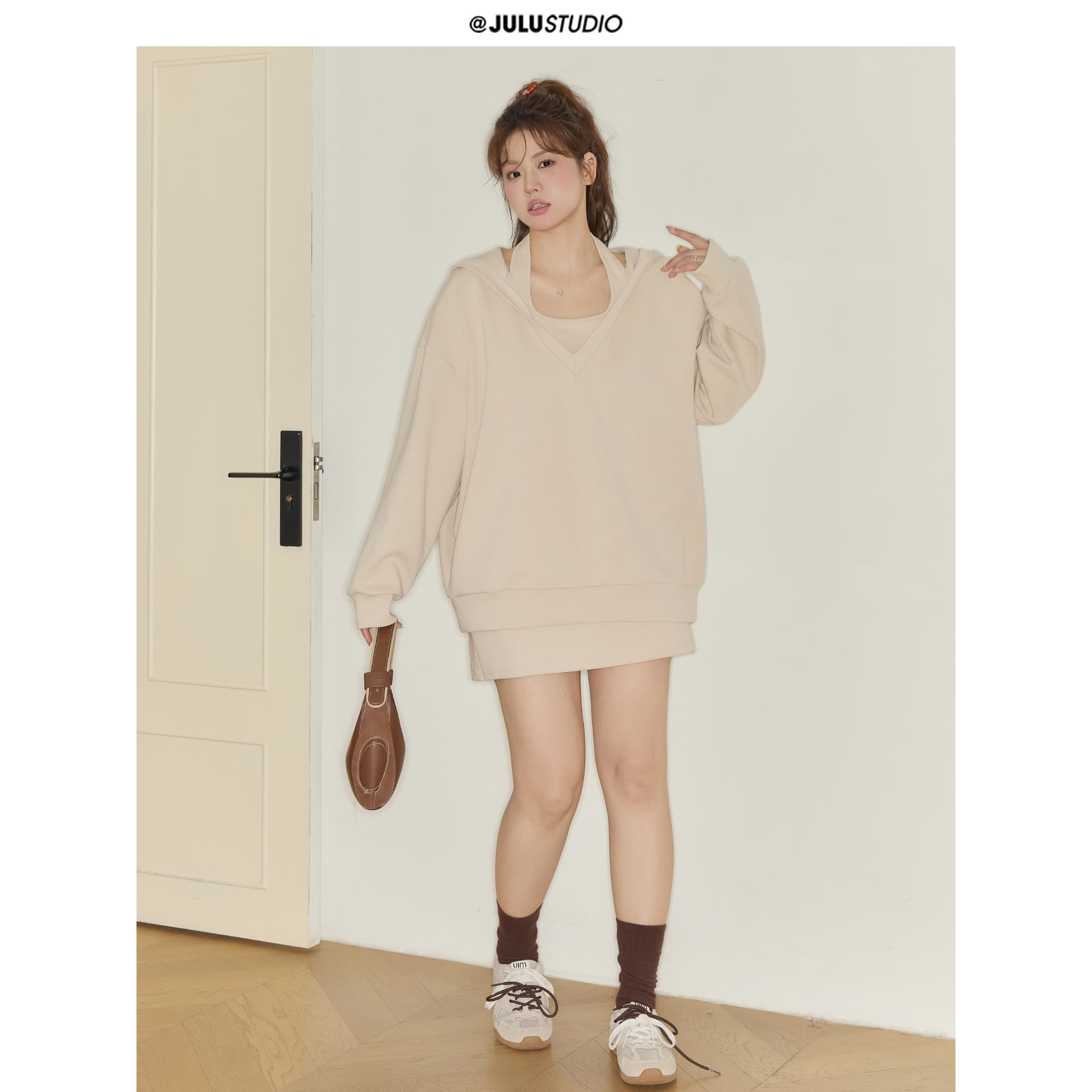 220 그램 사람들 면 빈 가스 층 참나무 늑골 여행 느긋한 세트 여성 후드 비틀림 맨위 타이트 스커트 반신 스커트 이미지 2