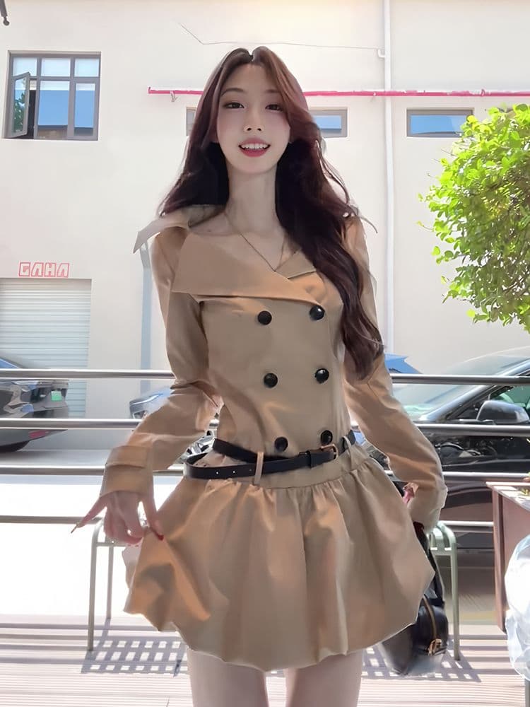 레트로 패션 품격 허리 수축 몸매 가꾸기 퍼프 꽃밭 치마 로얄 자매 바람 고급 센스 긴팔 드레스 2026 가을 이미지 2