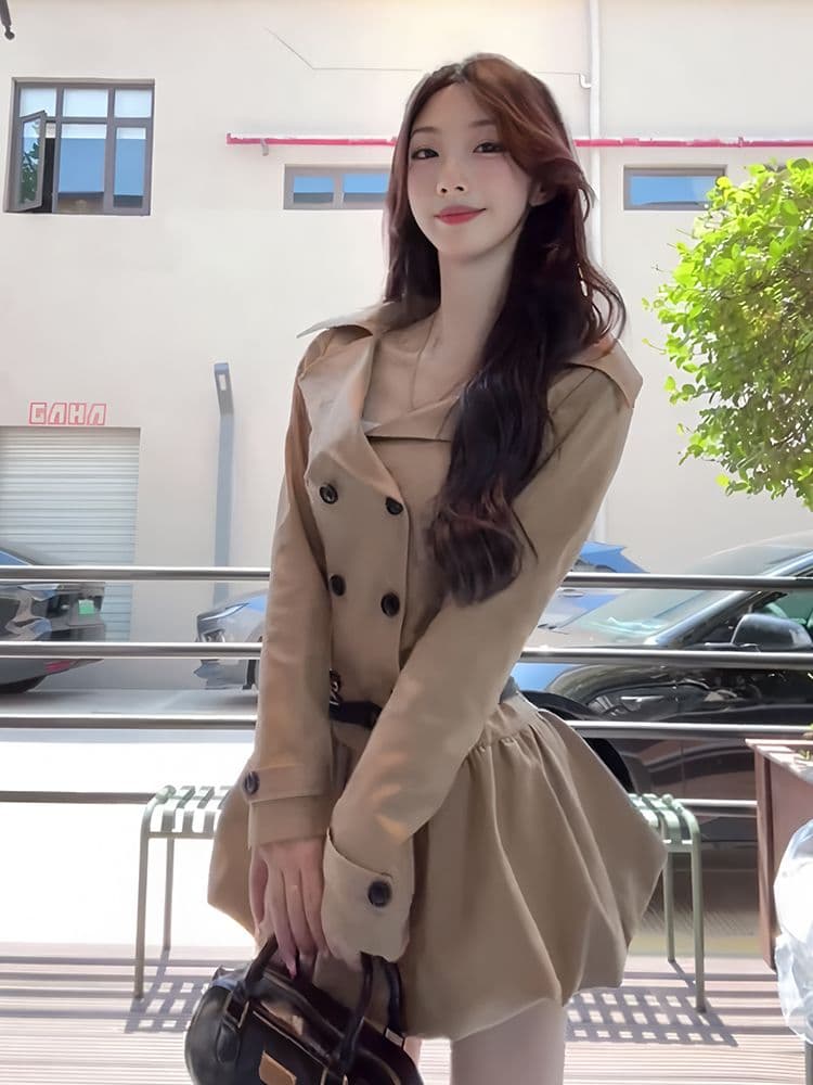 레트로 패션 품격 허리 수축 몸매 가꾸기 퍼프 꽃밭 치마 로얄 자매 바람 고급 센스 긴팔 드레스 2026 가을 이미지 3