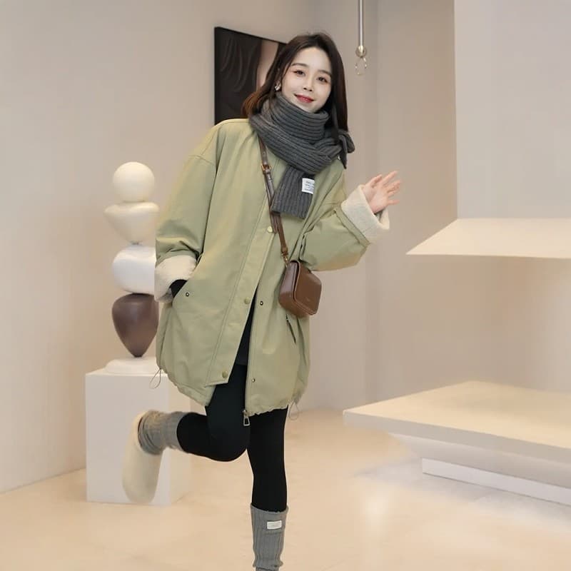 방수 작은 옥스포드 원단 250그램 양털 플리스 네리 한 시즌 새로운 고급 센스 털 벨벳 폴로 칼라 루즈핏 맨위 이미지 3