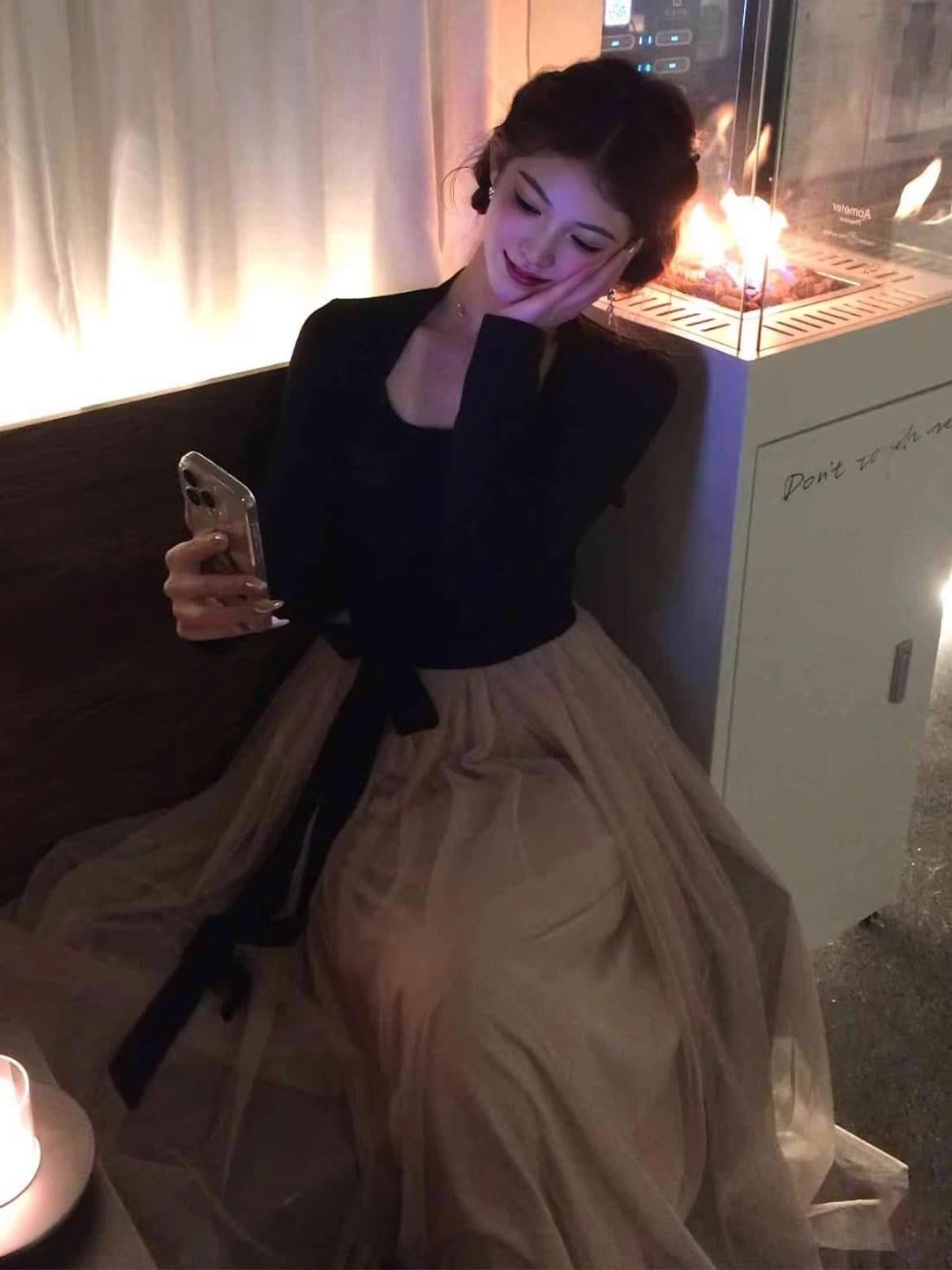 2026 사람들 면 리브 슈퍼 비밀 폴리 에스터 인터넷 네리 하나 가을 겨울 부드러운 작은 샤넬 스타일 로얄 자매 프랑스식 치마 이미지 2