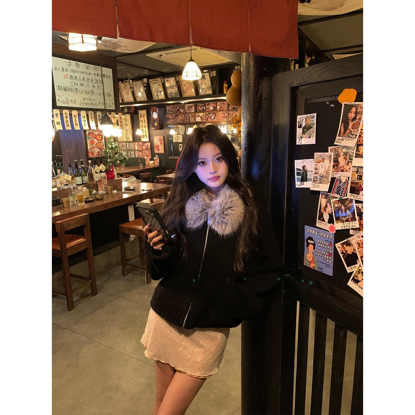 두꺼운 500 그램 양털 플리스 복합 스웨이드 큰 모피 칼라 하나 아메리칸 레트로 모피 칼라 느긋한 다용도 모직 맨위 이미지 4