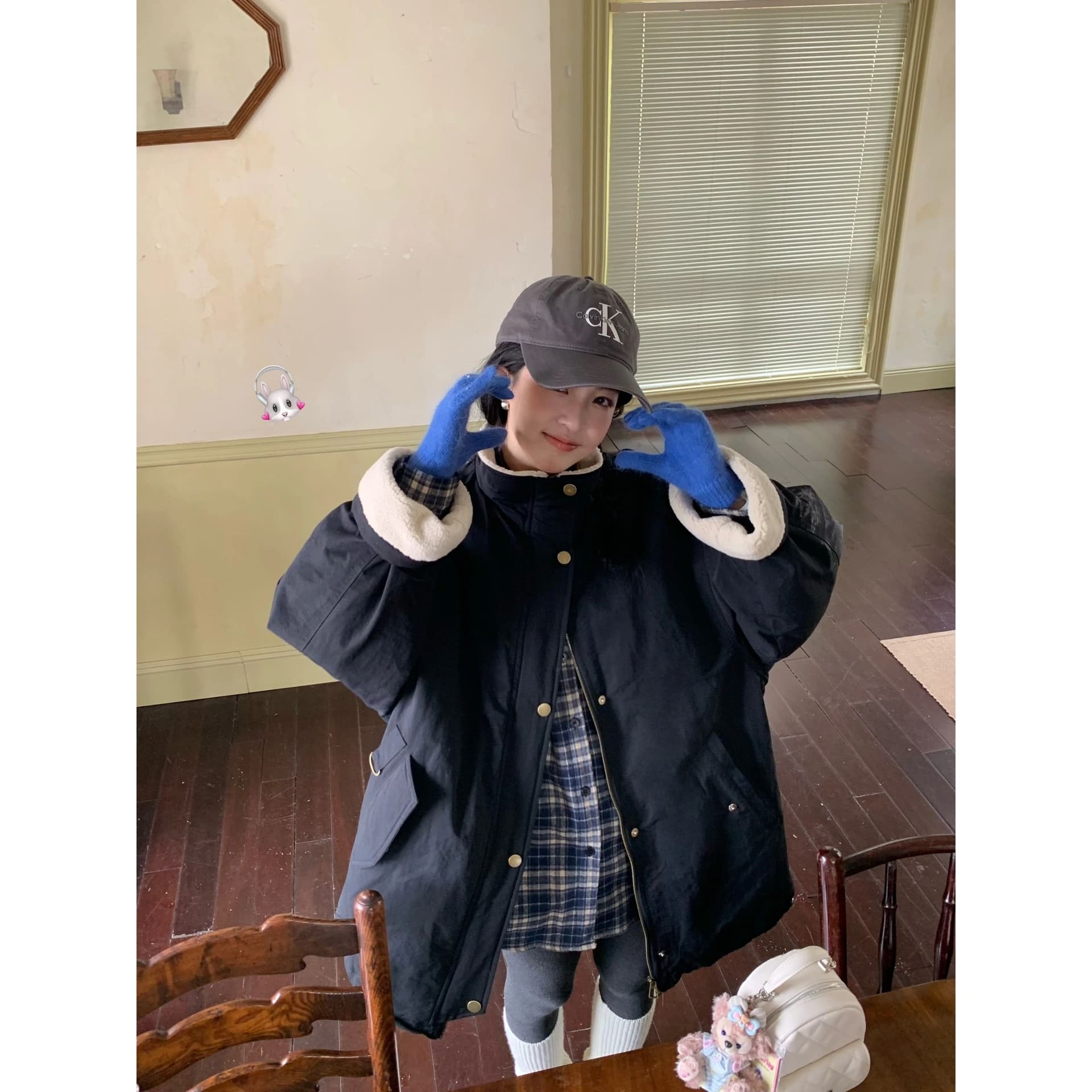 방수 작은 옥스포드 원단 250그램 양털 플리스 네리 하나 자이언트 잘 생긴 ~ 중 두꺼운 어린 양 플리스 재킷 검정색 이미지 4