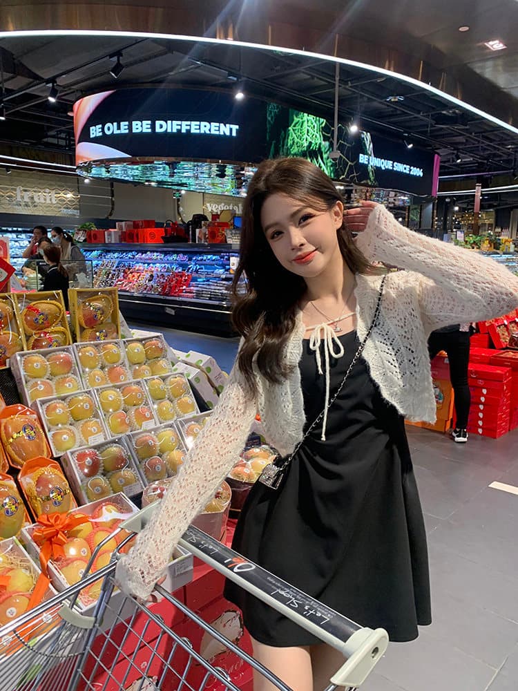 프랑스식 디자인 센스 주름 검정색 슬립 드레스 봄 여름 새로운 지방 mm 하이웨이스트 슬림해 보이는 바지 스커트 상세 이미지 7