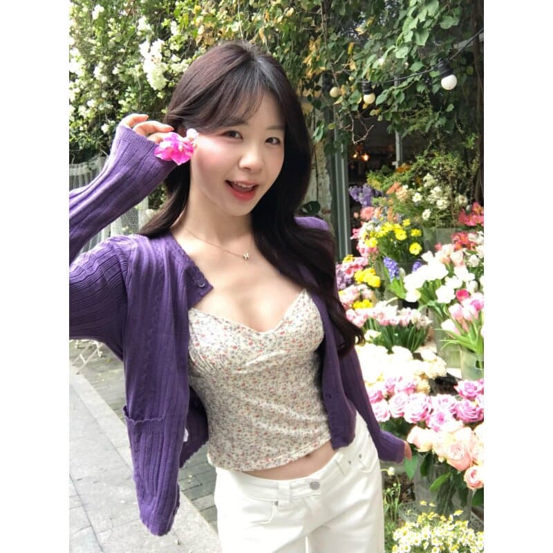 한 부서 고유 한 아름다운 달콤한 핫걸 꽃무늬 캐미솔 여름 새로운 몸매 가꾸기 슬림해 보이는 쇼트 스타일 인사이드 잡아라. 의류 상세 이미지 2