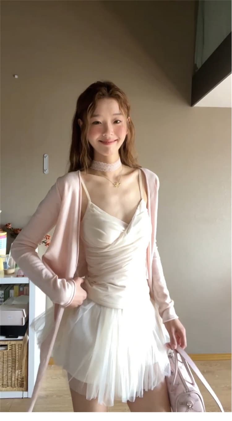 순수한 욕망 V넥 십자가 망사 캐미솔 여름 부드러운 바람 ~을 통해 센스 핫걸 아름다움 뒤로 몸매 가꾸기 아름다운 맨위 상세 이미지 6