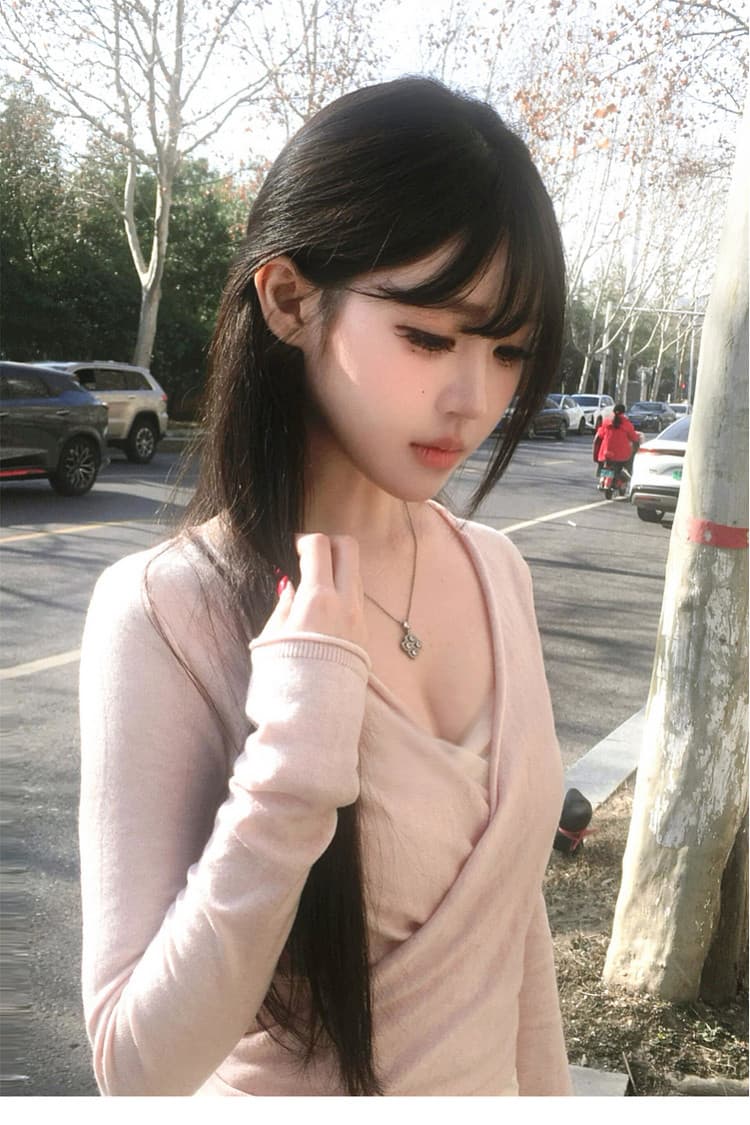 순수한 욕망 바람 V넥 니트 오픈 가디건 여성 이른 봄 새로운 디자인 센스 얇고 가벼운 몸매 가꾸기 맨위 상세 이미지 3