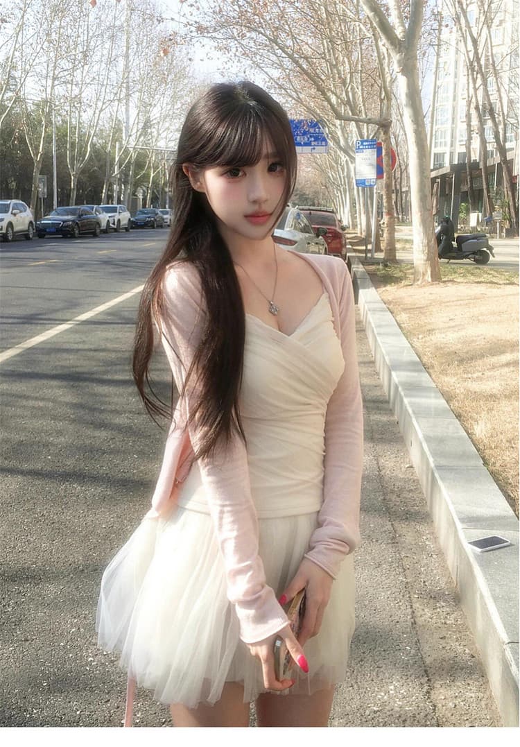 순수한 욕망 바람 V넥 니트 오픈 가디건 여성 이른 봄 새로운 디자인 센스 얇고 가벼운 몸매 가꾸기 맨위 상세 이미지 5