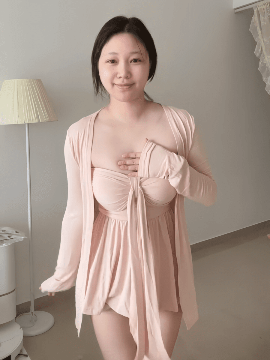 실사 한국 스타일 패션 다용도 슬림해 보이는 순수한 욕망 바람 부드러운 찹쌀 치마 아이들 몸매 가꾸기 슬림해 보이는 오픈 가디건 투피스 세트 상세 이미지 6