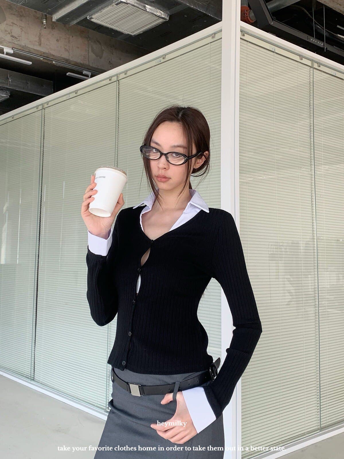 순면 구덩이 기사 350 그램 두꺼운 별이 빛나는 하늘 니켈 하나 패치워크 페이크 레이어드 오픈 가디건 몸매 가꾸기 polo 니트 스웨터 상세 이미지 6