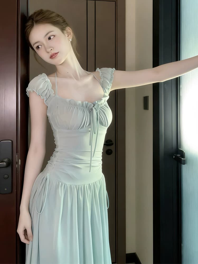 여름 캐주얼 휴가 망사 해변가 휴가 여성 드레스 품격 치마 이미지 3
