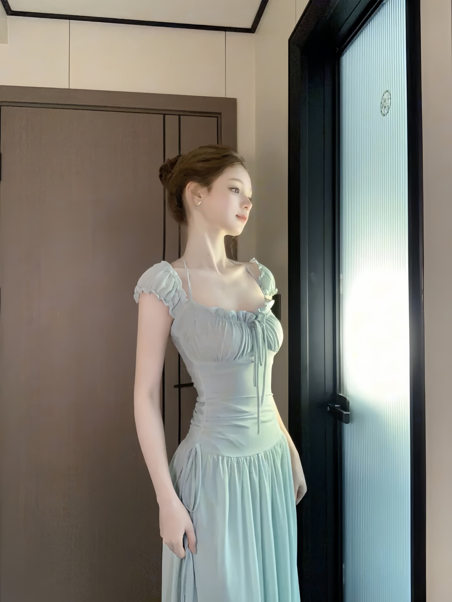 여름 캐주얼 휴가 망사 해변가 휴가 여성 드레스 품격 치마 상세 이미지 2