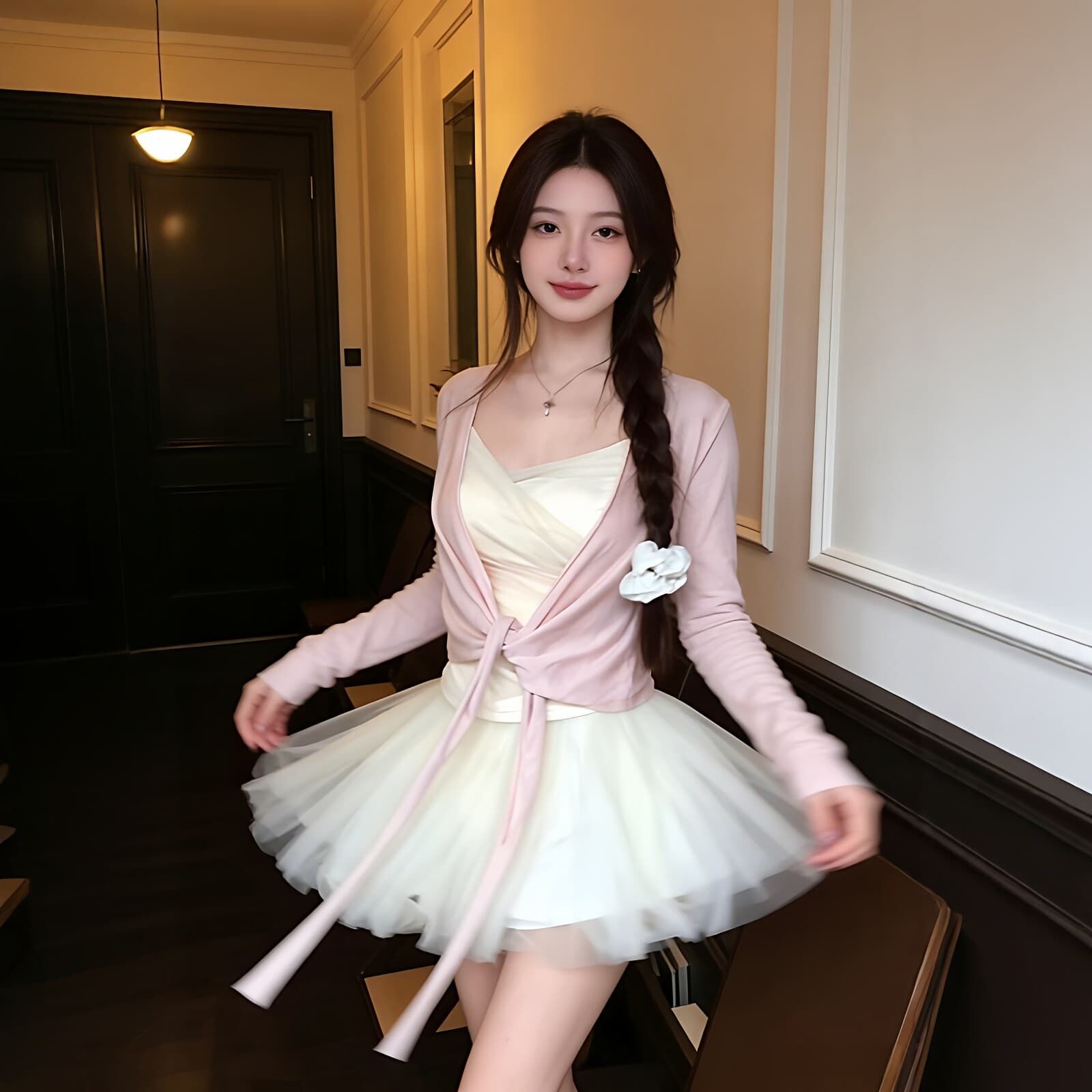 한 부서 부드러운 바람 캐미솔 스트랩 오픈 가디건 여성 새로운 봄 새로운 몸매 가꾸기 슬림해 보이는 디자인 센스 맨위 상세 이미지 6