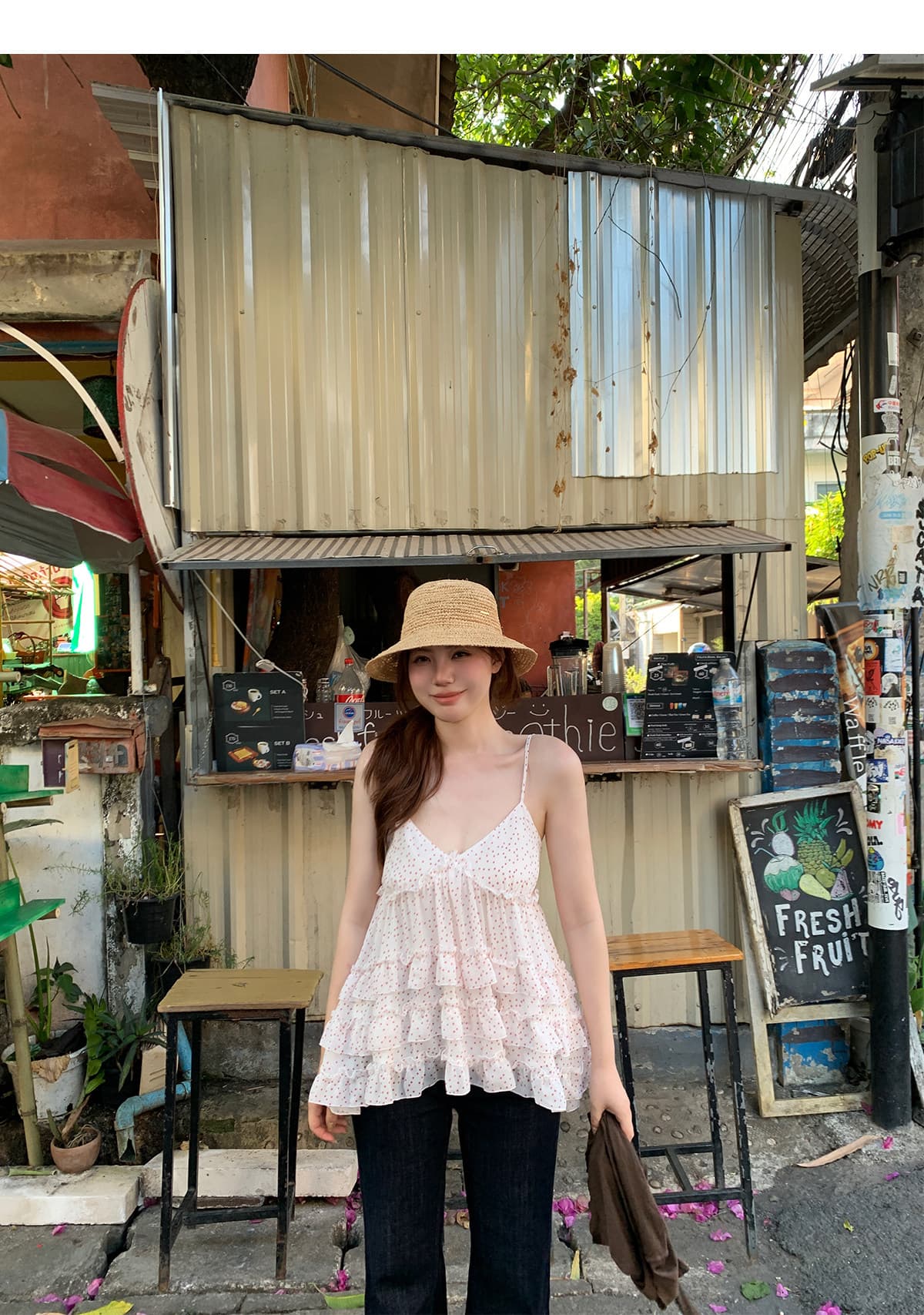 주간 실크 원단 네리 명중 가져 가라. 캐주얼 바람 도트 무늬 슬립 여성 V넥 레이스 순수한 욕망 센스 한 마디 맨위 상세 이미지 6