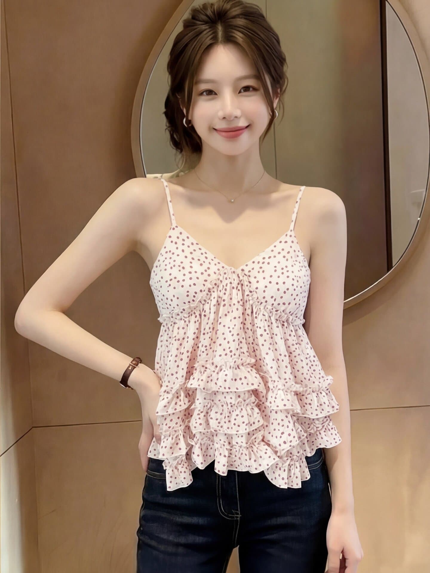 주간 실크 원단 네리 명중 가져 가라. 한 부서 달콤한 스타일 레이스 조각 섹션 여성 여름 새로운 슬림해 보이는 다용도 상세 이미지 7