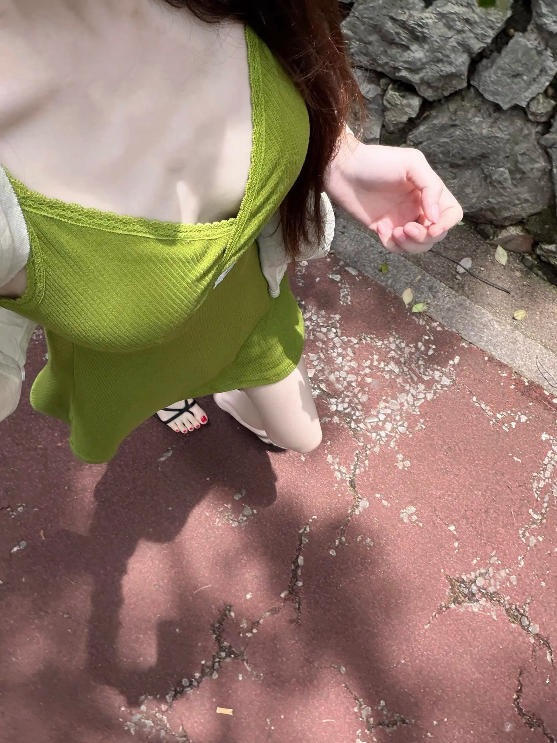 구덩이 기사 자카드 원단 가슴 패드 여름 요일 표시 화이트 버터 과일 녹색 슬립 드레스 핫걸 몸매 가꾸기 쇼트 스타일 타이트 스커트 상세 이미지 10