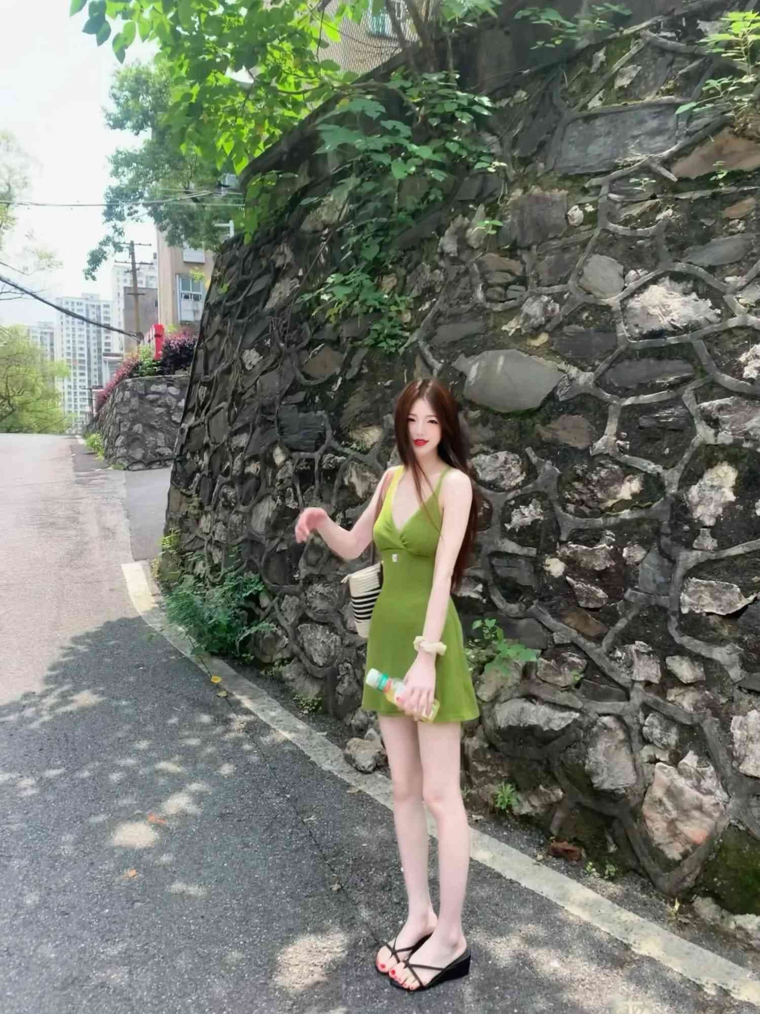 구덩이 기사 자카드 원단 가슴 패드 여름 요일 표시 화이트 버터 과일 녹색 슬립 드레스 핫걸 몸매 가꾸기 쇼트 스타일 타이트 스커트 상세 이미지 11