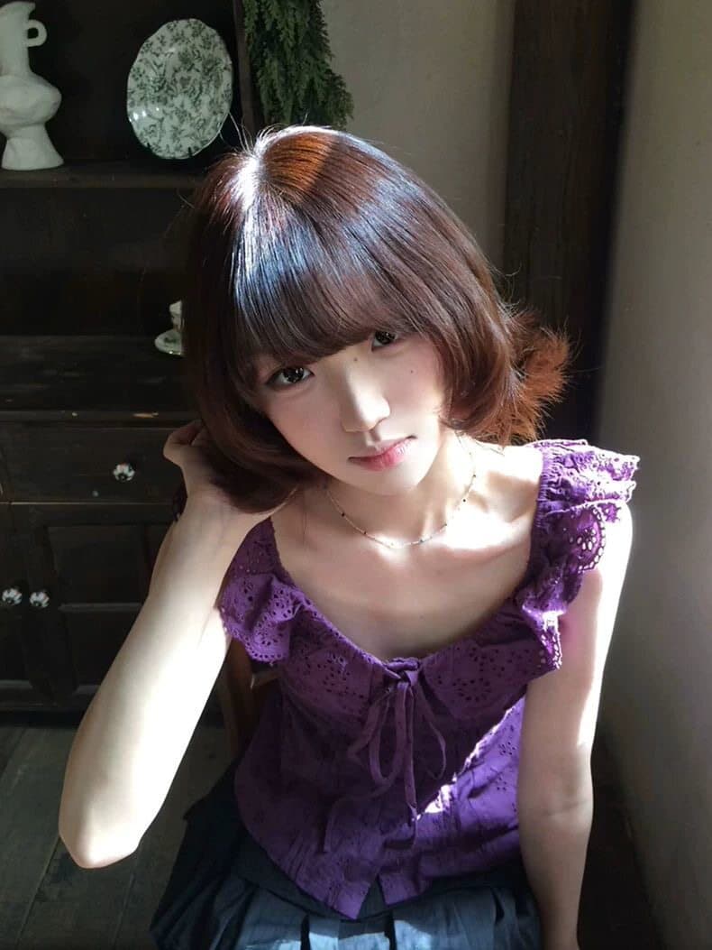 순면 자카드 원단 네리 명중 가져 가라. 프랑스식 분위기 센스 브라운 보라색 오프숄더 레이스업 자수 짧은 셔츠 상세 이미지 6