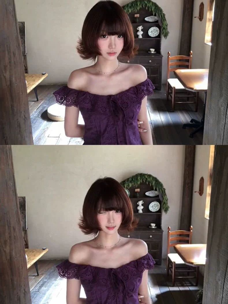 순면 자카드 원단 네리 명중 가져 가라. 프랑스식 분위기 센스 브라운 보라색 오프숄더 레이스업 자수 짧은 셔츠 상세 이미지 8
