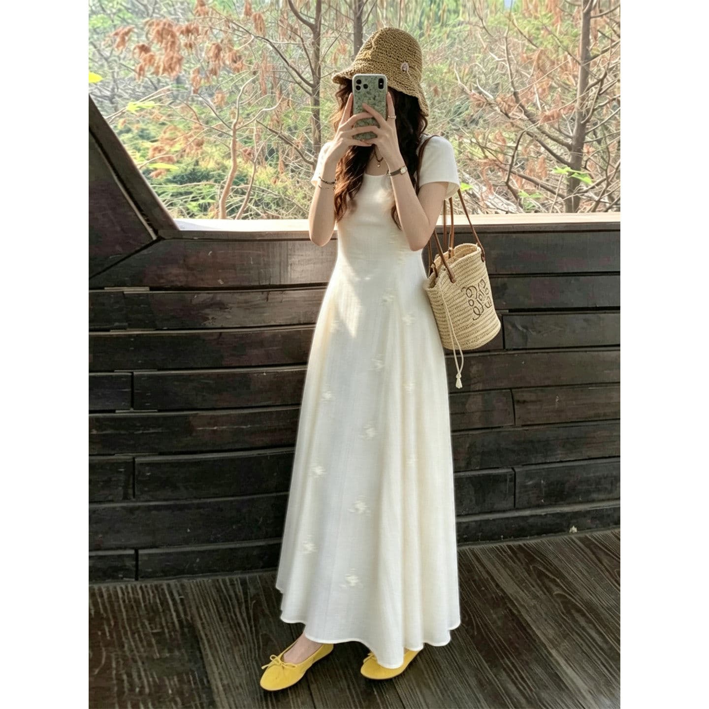 주간 실크 자수 원단 네리 프랑스식 복잡한 고대 칼라 질감 원단 3 차원 꽃 뒤로 레이스업 휴가 롱 스커트 이미지 5
