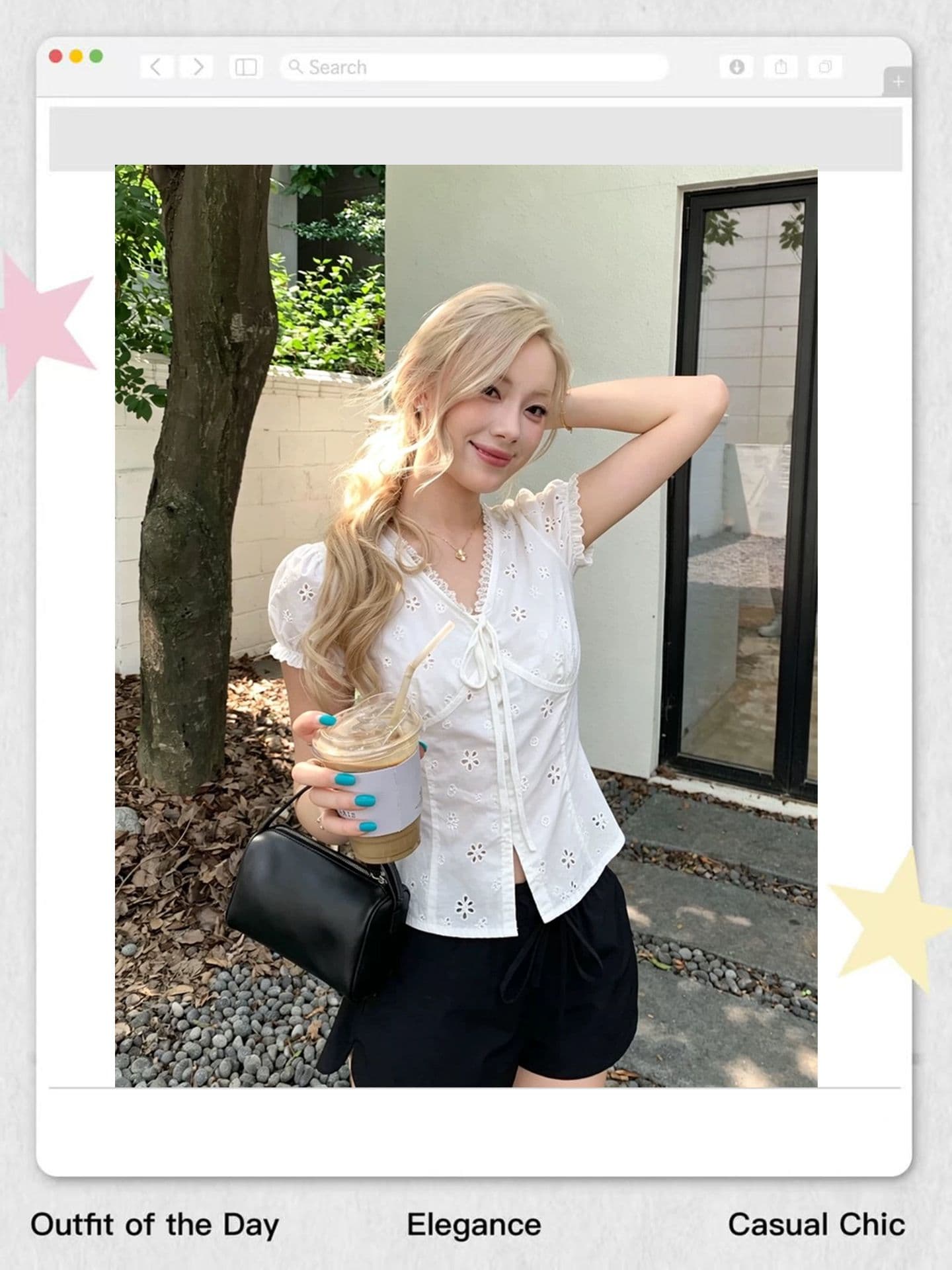 자카드 순면 원단 네리 첫사랑 센스 레이스 v 칼라 꽃무늬 레이스업 허리 수축 소녀 거품 소매 작은 셔츠 상세 이미지 2