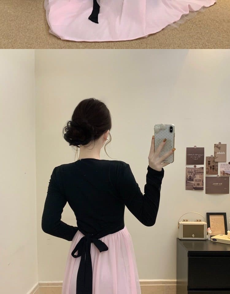 사람들 면 리브 슈퍼 비밀 폴리 에스터 인터넷 네리 하나 고급 센스 검정색 드레스 부유 한 가족 천 골드 센스 롱 스커트 상세 이미지 6