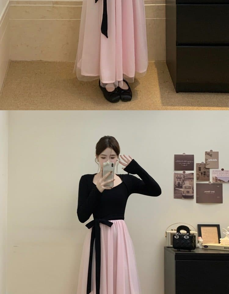 사람들 면 리브 슈퍼 비밀 폴리 에스터 인터넷 네리 하나 고급 센스 검정색 드레스 부유 한 가족 천 골드 센스 롱 스커트 상세 이미지 11