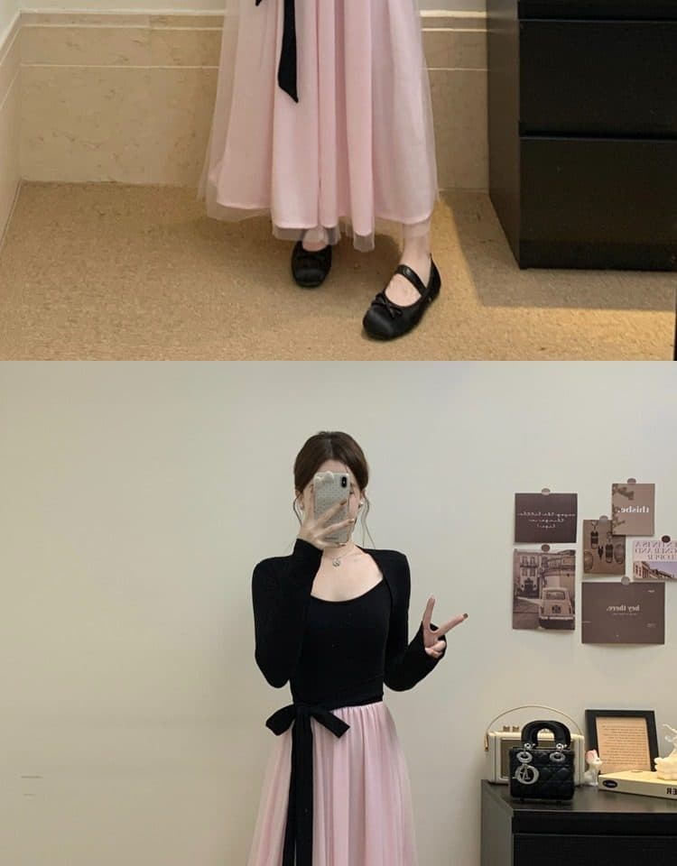 사람들 면 리브 슈퍼 비밀 폴리 에스터 인터넷 네리 하나 고급 센스 검정색 드레스 부유 한 가족 천 골드 센스 롱 스커트 상세 이미지 12